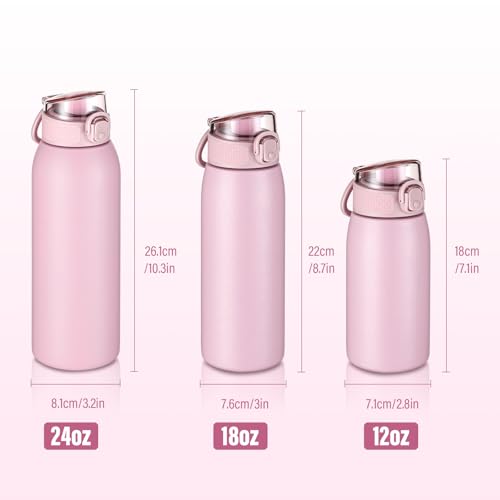 Insulated Water Bottle 18 oz with Dustproof Lid