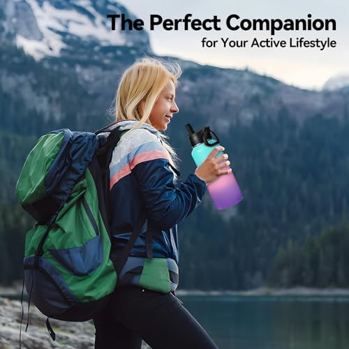 32 oz Insulated Water Bottles with 2 Lids (2 Count)