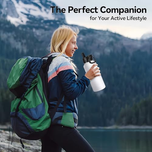 32 oz Insulated Water Bottles with 2 Lids (2 Count)