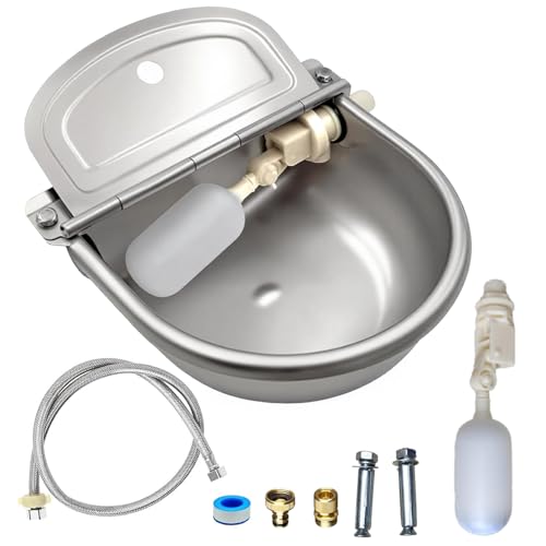 Automatic Water Bowl 304 Stainless Steel Pet Water Dispenser Dog Feeder Waterer for Large Dogs with 40" Steel Hose
