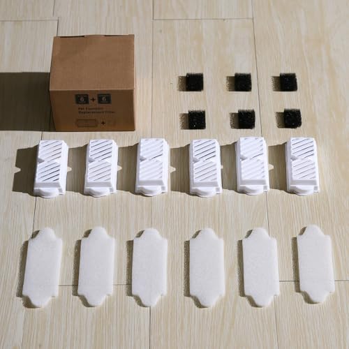 18 Pack)6 Sets Ceramic Cat Water Fountain Replacement Filters, Pet Fountain Replacement Filters for 2.2L/74OZ (18 Count)