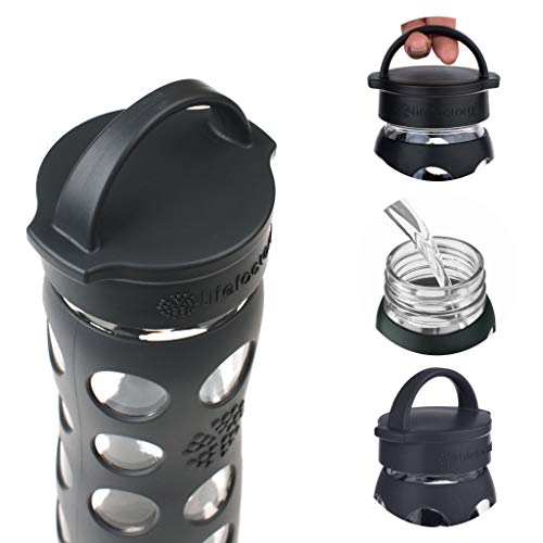 16-Ounce BPA-Free Glass Water Bottle with Classic Cap and Protective Silicone Sleeve, Desert Rose