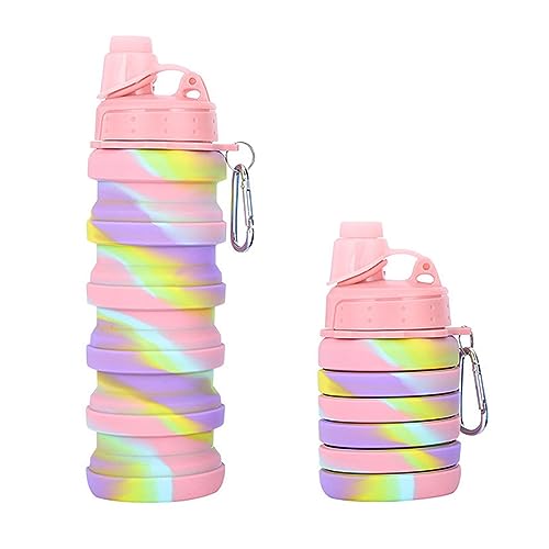 Collapsible Water Bottles Travel Sports Portable Sport Water Bottle comes with mountaineering Buckle 500ml silicone Water
