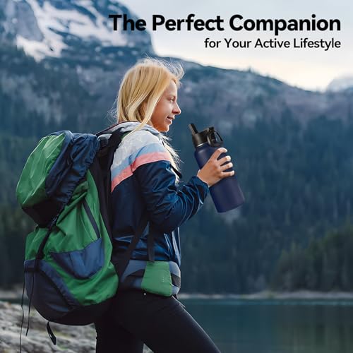 32 oz Insulated Water Bottles with 2 Lids (2 Count)