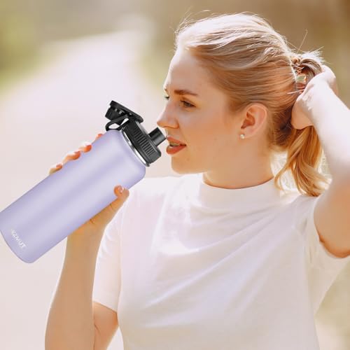 40oz Large Metal Sports Insulated Water Bottle with 2 Lids (40 Count)