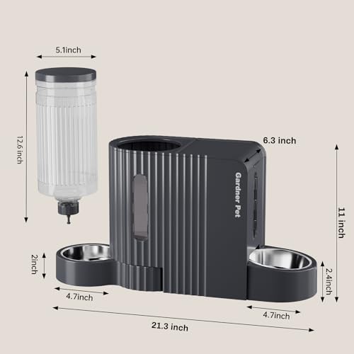 Automatic Gravity Cat Food Feeder and Water Dispenser Stainless Steel Two