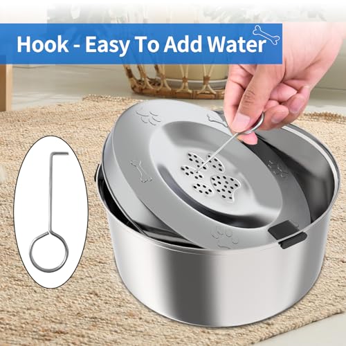 3L 101oz Dog Water Bowl Stainless Steel Slow Water Bowl for Dog (2.2 Pound)