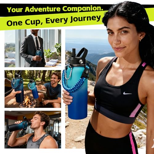 40oz Stainless Steel Water Bottle with Paracord Handle (9 Count)