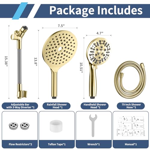 High Pressure Dual Shower Head with Handheld Spray Combo