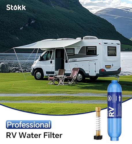 RV Water Filter with Flexible Hose Protector 2 Pack