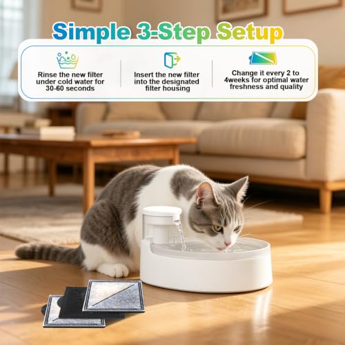 22+2 Pack Square Cat Water Fountain Filters (22 Count)