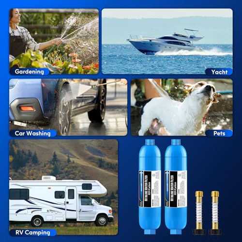 2 Pack RV Water Filter with 1 Flexible Hose Protector