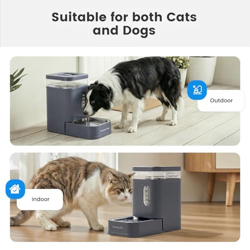 1.7 Gallon Automatic Dog Water Bowl Dispenser 6.5L Gravity Water Feeder with Stainless Steel Bowl & Maifan Stone Filter