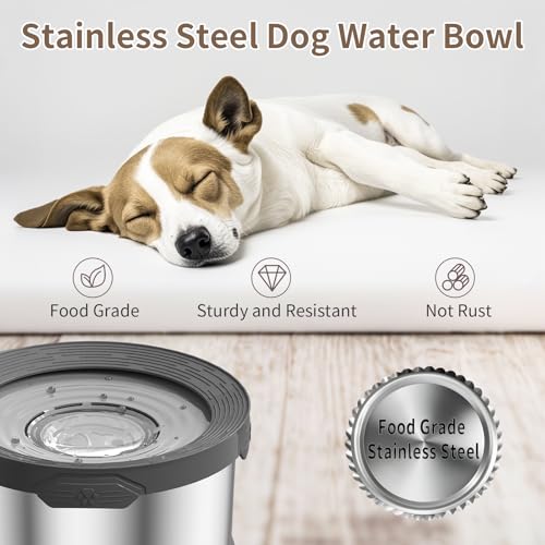 8L Dog Water Bowl No Spill 2.1 Gallon Stainless Steel Water Bowl for Dogs 270oz Large Capacity No Splash Slow Drinking Feeder with Anti
