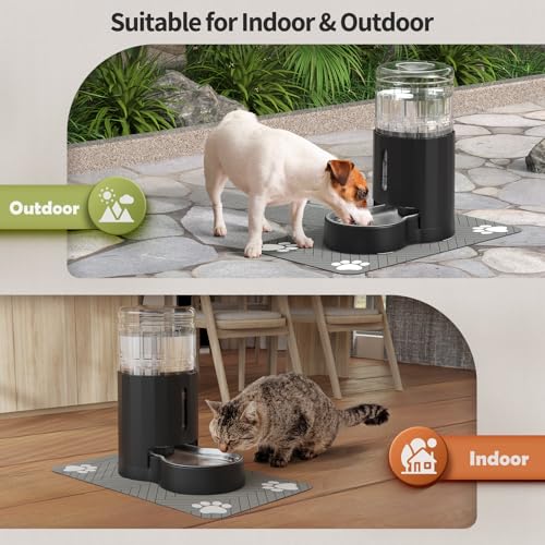Cat Water Dispenser with Placemat & Stainless Steel Bowl