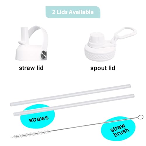 32oz Water Bottle Wide Mouth Stainless Steel Vacuum Insulated Double Wall with 2 Straw Lids Fit in Any Car Cup Holder TXIN