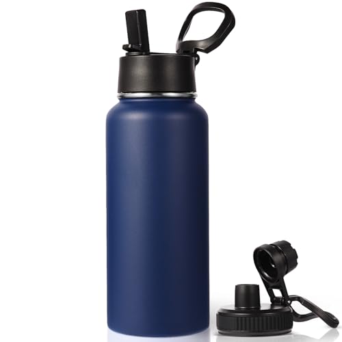32 oz Insulated Water Bottle with 2 Lids