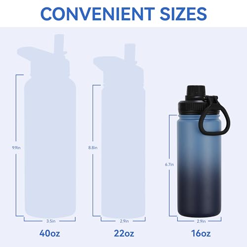 16 oz Water Bottle Stainless Steel Double Wall Vacuum Insulated Water Bottle with Straw lids & Spout Lid (4 Count)