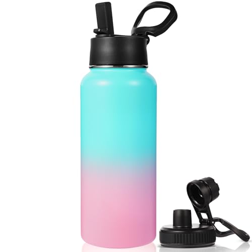 32 oz Insulated Water Bottle with 2 Lids