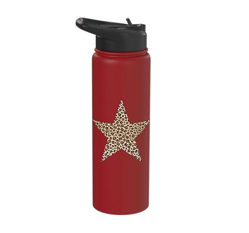 Star Shape Cute Cheetah Leopard Print Graphic Stainless Steel Insulated Water Bottle