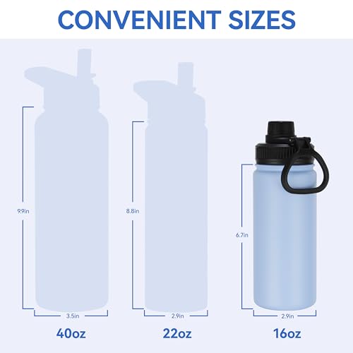 16 oz Kids Water Bottle for School Stainless Steel Double Wall Vacuum Insulated Water Bottle with Straw lids & Spout Lid (8 Count)