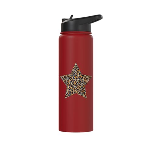 Star Shape Cute Cheetah Leopard Print Graphic Stainless Steel Insulated Water Bottle