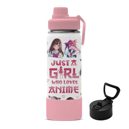 18oz Anime Water Bottle with 2 Lids