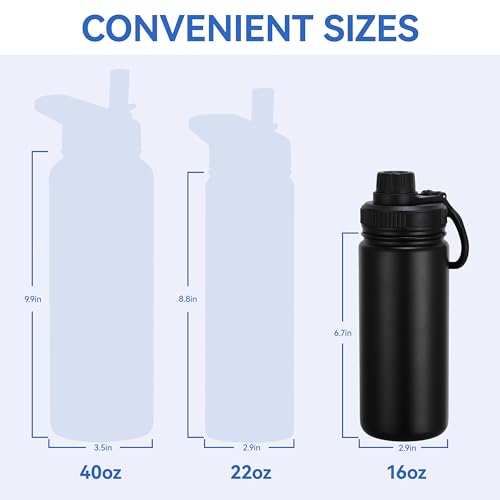 16 oz Kids Water Bottle for School Stainless Steel Double Wall Vacuum Insulated Water Bottle with Straw lids & Spout Lid (4 Count)