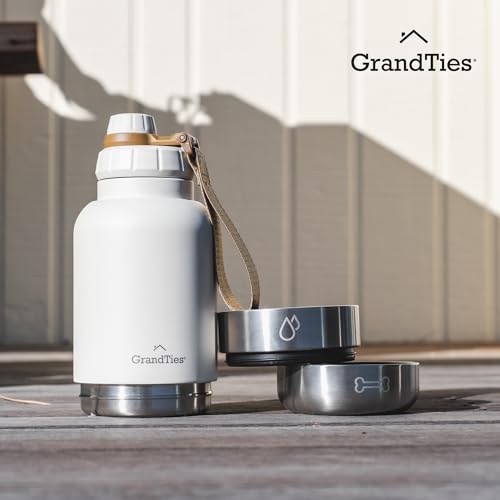 Insulated Portable Water Bottle with 2 Detachable Dog Bowl Dispenser