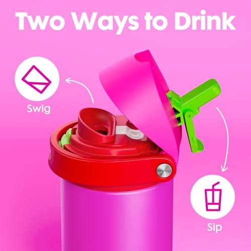 2 Pack 18 oz Insulated Kids Water Bottle for Gym (2 Count)