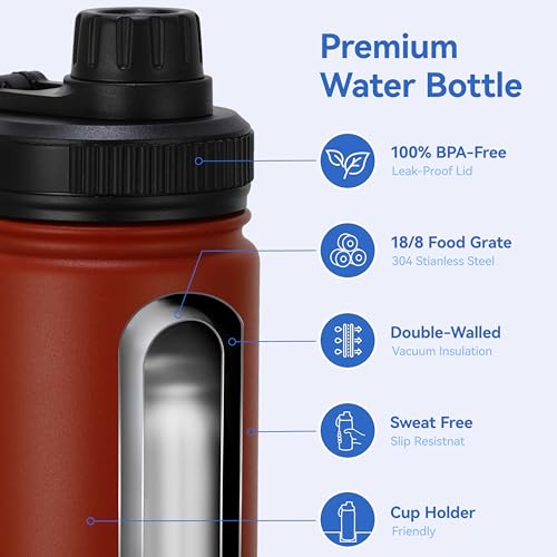 16 oz Kids Water Bottle for School Stainless Steel Double Wall Vacuum Insulated Water Bottle with Straw lids & Spout Lid (4 Count)
