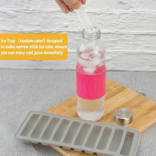 18oz Glass Juice Bottles with Stainless Steel Lids Leak Proof 3 Pack (3 Count)
