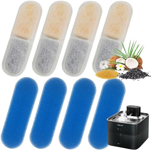 4 Pack Cat Fountain Replacement Filters for BELLA & PAL Cat Water Dispenser