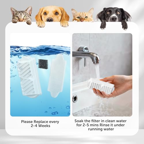 18 Pack)6 Sets Ceramic Cat Water Fountain Replacement Filters, Pet Fountain Replacement Filters for 2.2L/74OZ (18 Count)