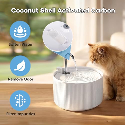18 Pack)6 Sets Ceramic Cat Water Fountain Replacement Filters, Pet Fountain Replacement Filters for 2.2L/74OZ (18 Count)