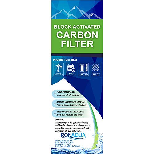 Block Activated Carbon Coconut Shell Water Filter Cartridge 5 Micron for RO & Standard 10” Housing WELL (25 Count)