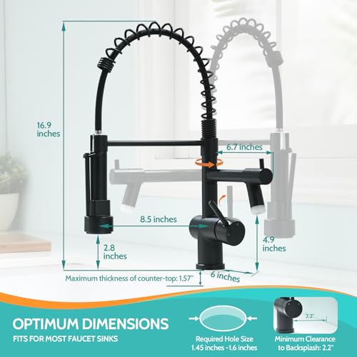 Matte Black LED Kitchen Faucet with Pull Down Sprayer