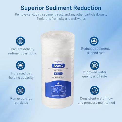 5 Micron 10" x 4.5" Whole House String Wound Water Filter Cartridge (3 Count)