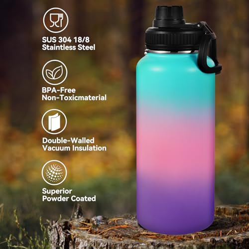 32 oz Insulated Water Bottles with 2 Lids (2 Count)