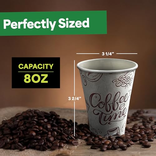 8 oz 50 Pack Disposable Coffee Paper Cups (50 Count)