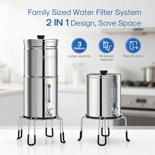 3 Stage Gravity Water Filter System with Water Level Window