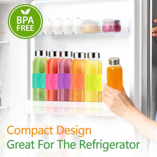 18oz Glass Juice Bottles with Stainless Steel Lids Leak Proof 3 Pack (3 Count)