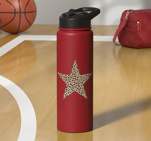 Star Shape Cute Cheetah Leopard Print Graphic Stainless Steel Insulated Water Bottle