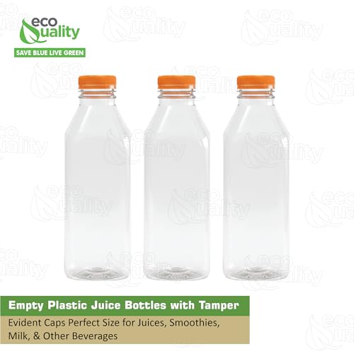 Empty Plastic Juice Bottles with Tamper Evident Caps 32 OZ
