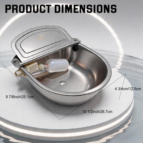 Automatic Water Bowl 304 Stainless Steel Pet Water Dispenser Dog Feeder Waterer for Large Dogs with 40" Steel Hose