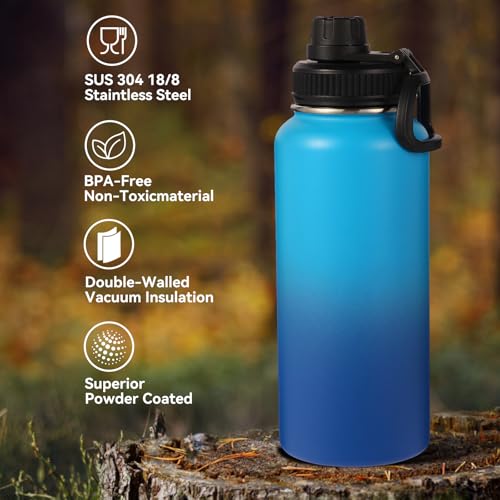 32 oz Insulated Water Bottle with 2 Lids