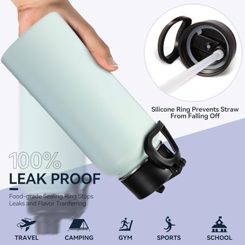 32 oz Insulated Water Bottles with 2 Lids (2 Count)