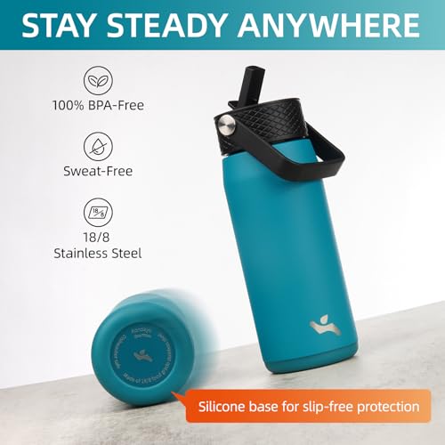 20 oz Insulated Stainless Steel Water Bottle with 3 Lids