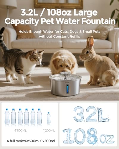 Cat Water Fountain Stainless Steel 3.2L