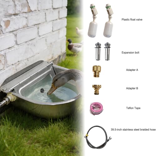 Automatic Water Bowl 304 Stainless Steel Pet Water Dispenser Dog Feeder Waterer for Large Dogs with 40" Steel Hose